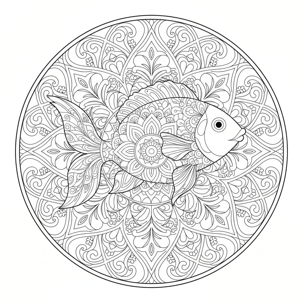 fish mandala coloring page