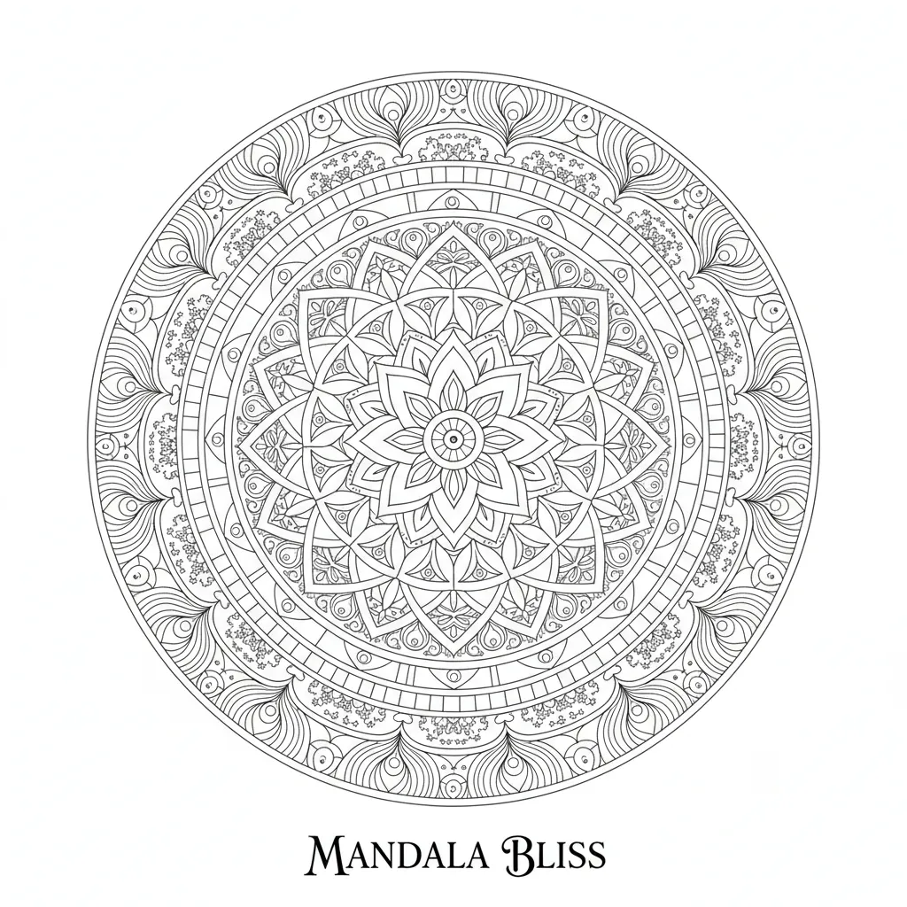 mandala coloring page that says mandala bliss