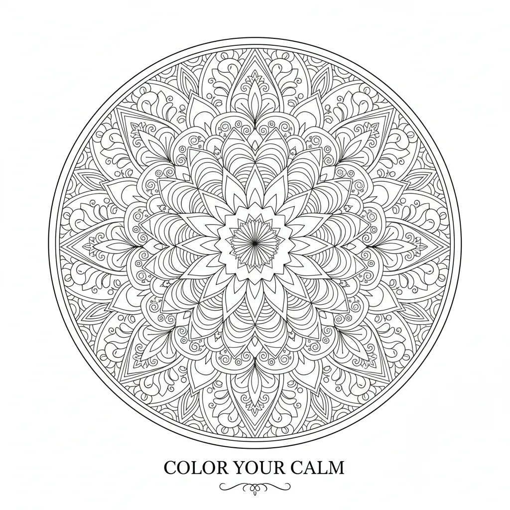 mandala coloring page that says color your calm