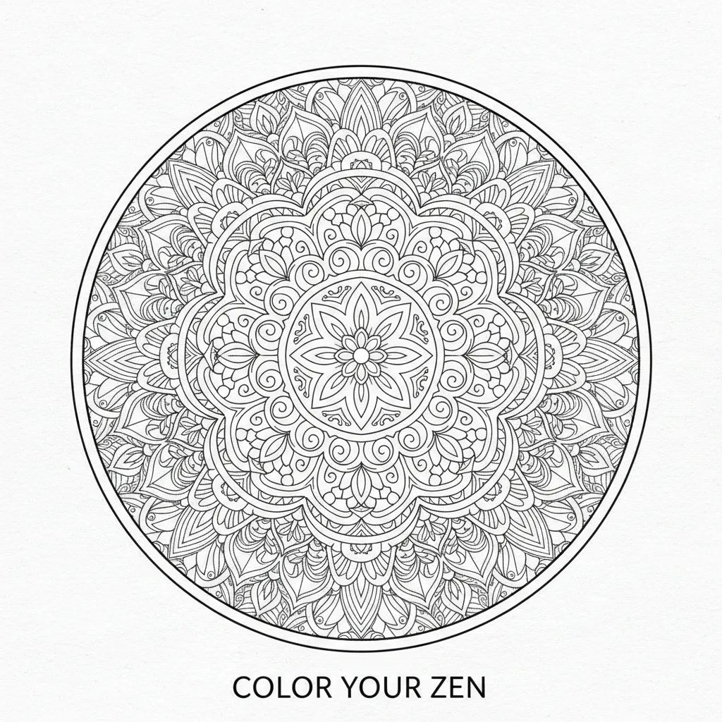 mandala coloring page that says color your zen