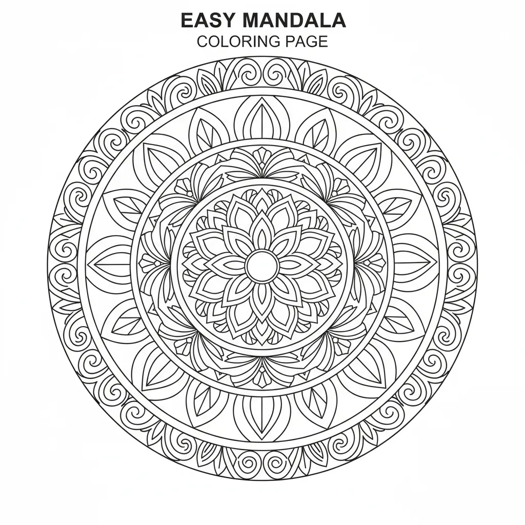 easy mandala coloring page that says easy mandala coloring page