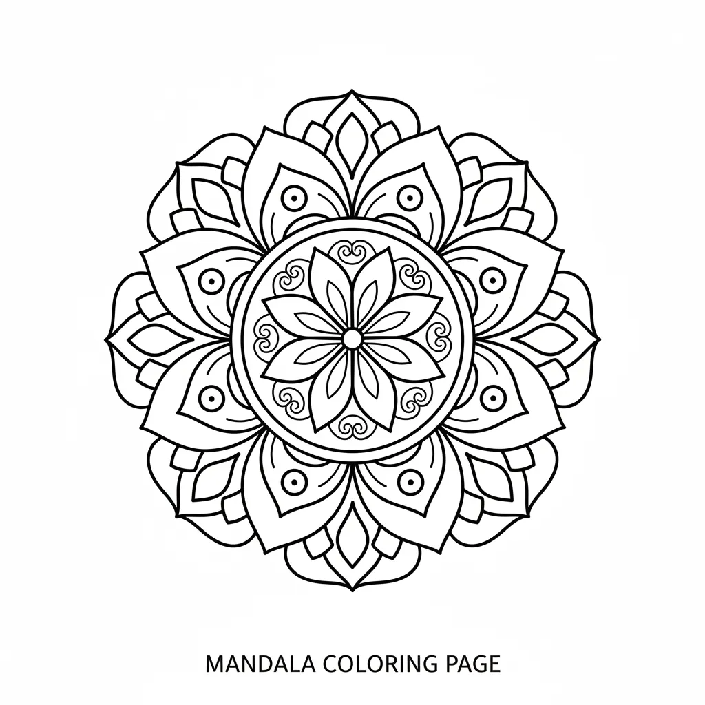 easy mandala coloring page with the words mandala coloring page written at the bottom