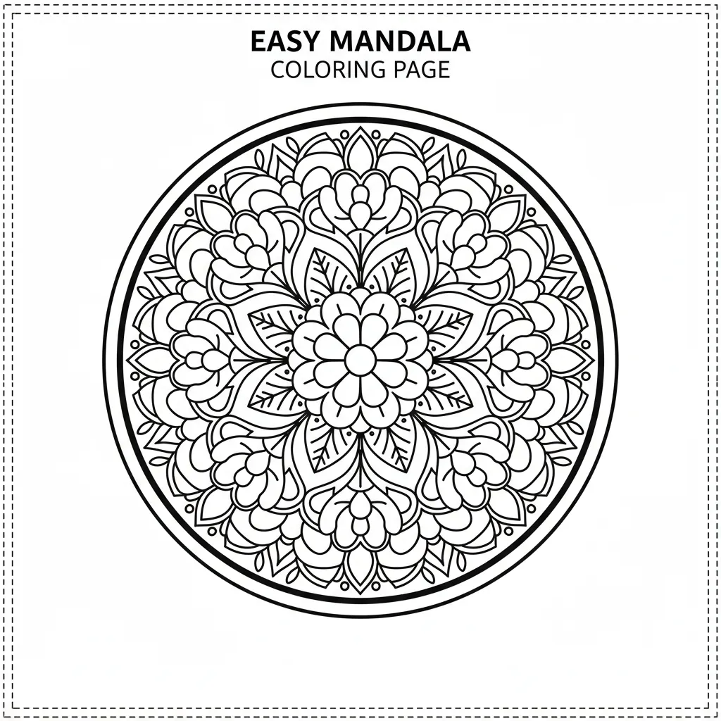 easy mandala coloring page that says easy mandal coloring page at the top