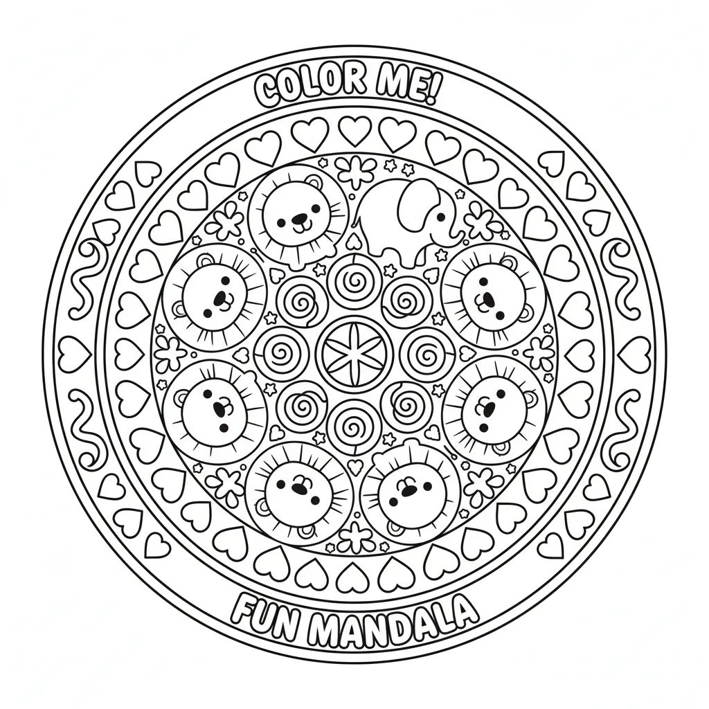 easy mandala coloring page for kids that says color me and fun mandala