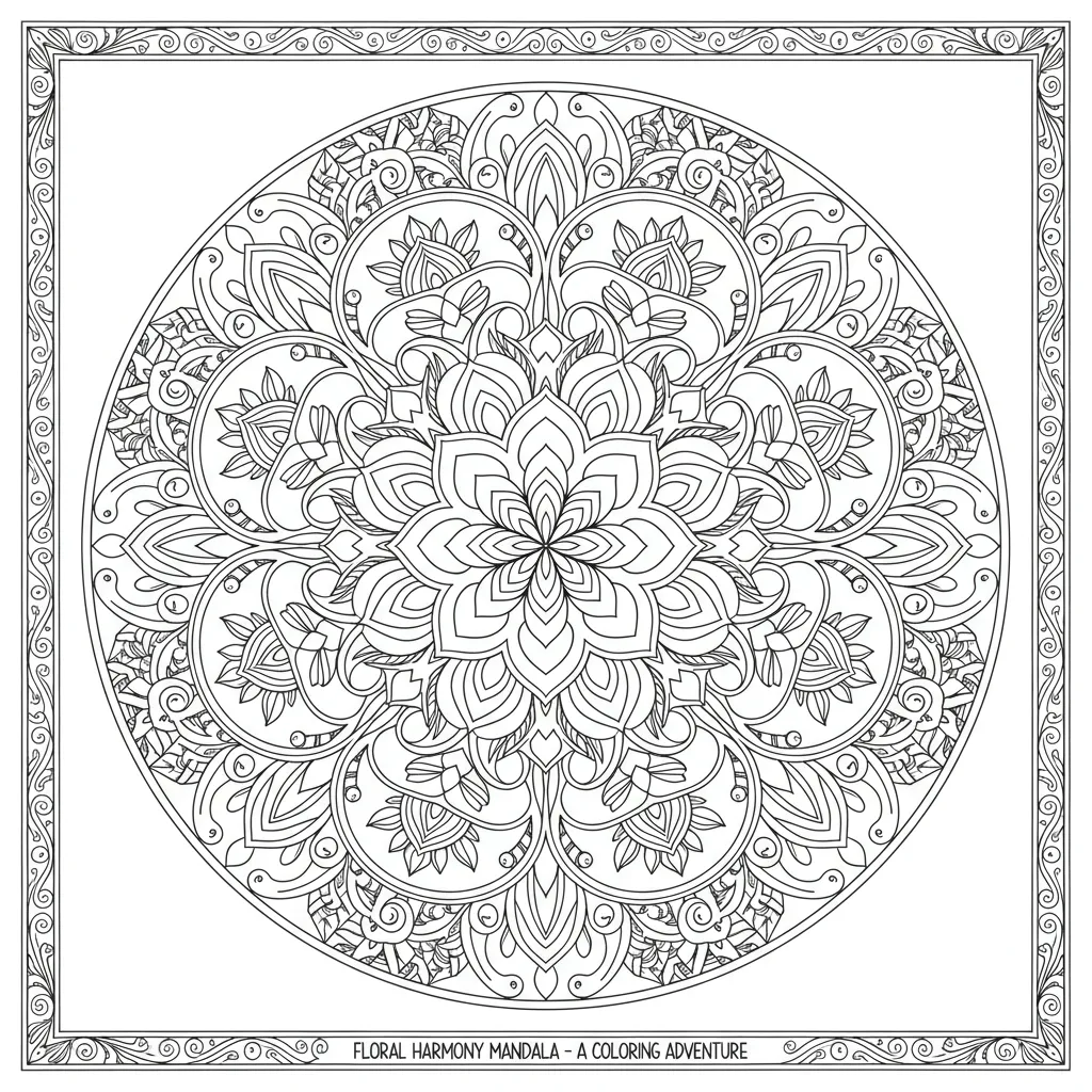 floral mandala coloring page