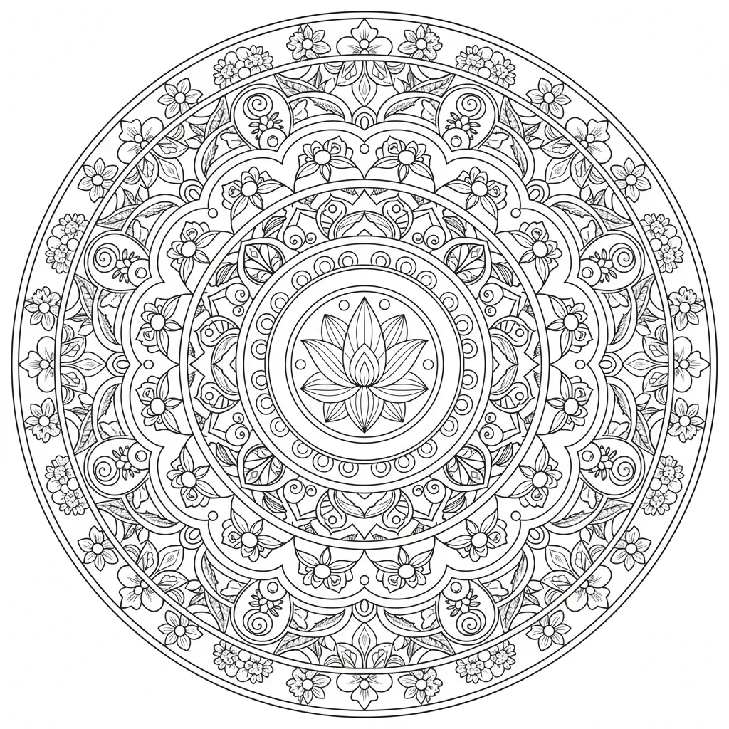 floral mandala coloring page