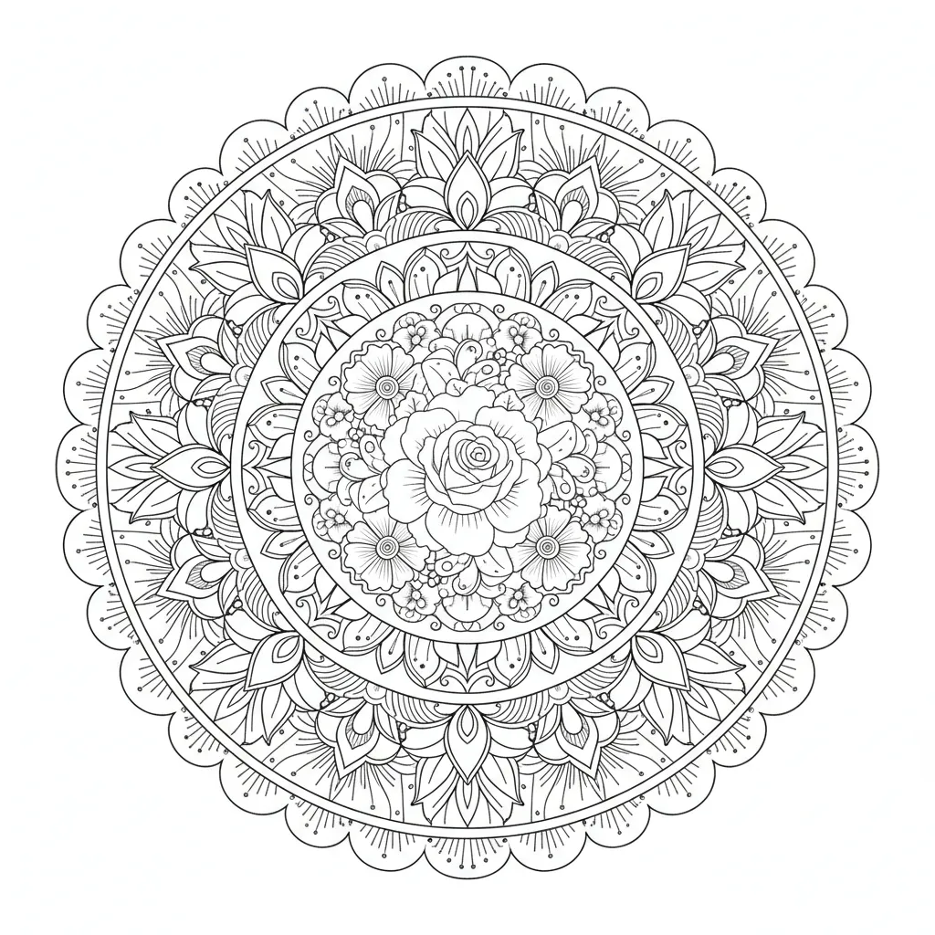 floral mandala coloring page