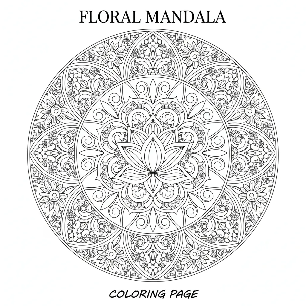 floral mandala coloring page