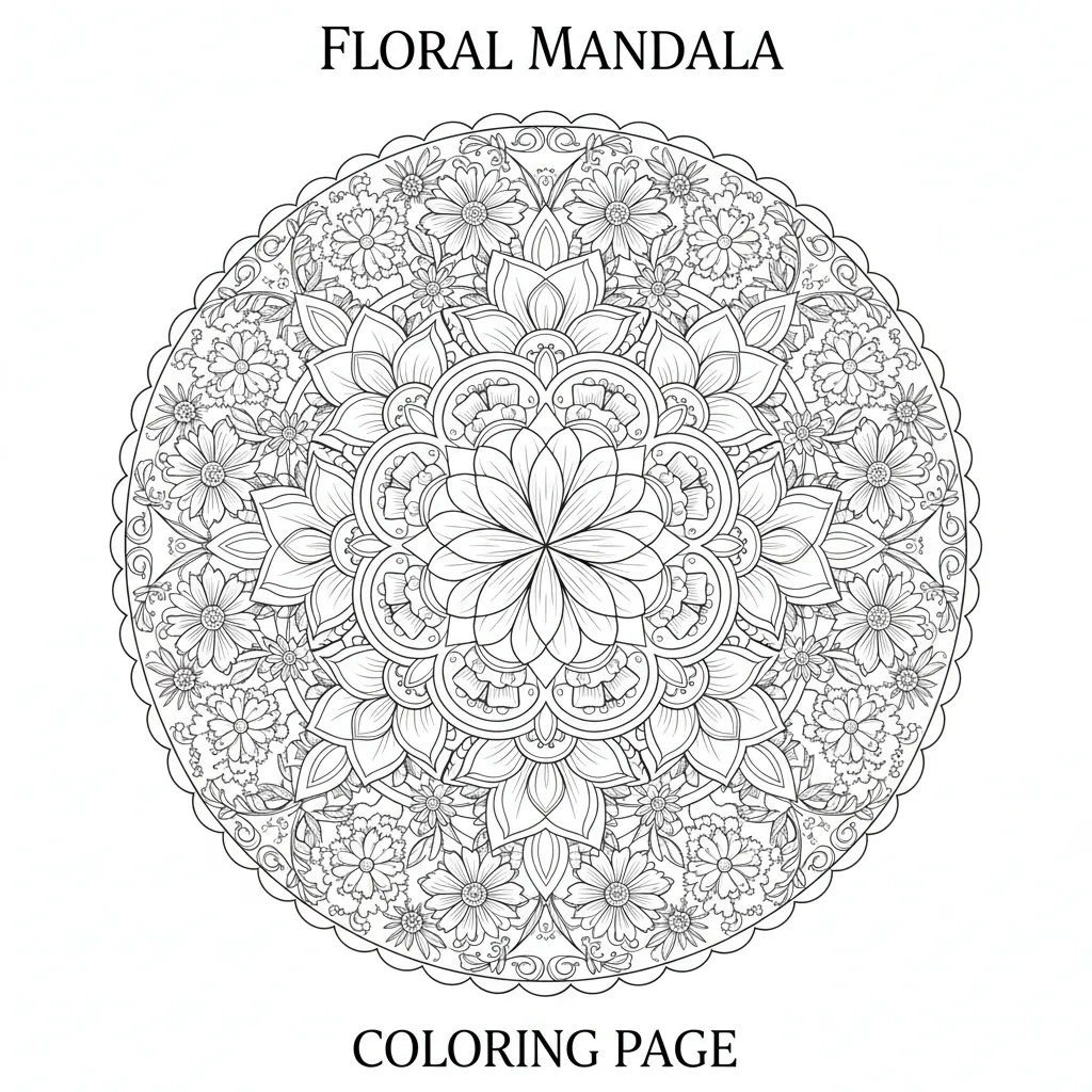 floral mandala coloring page