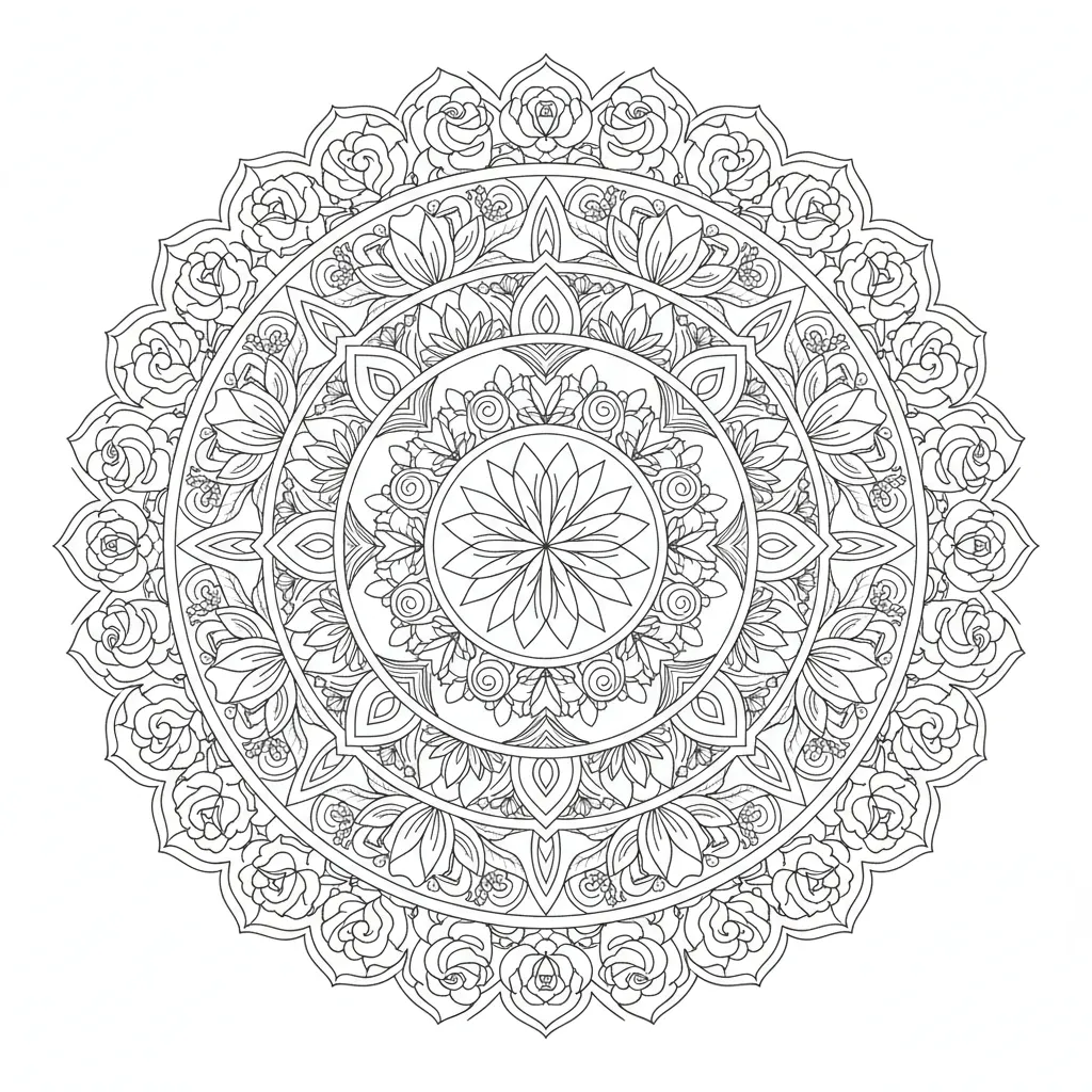 floral mandala coloring page