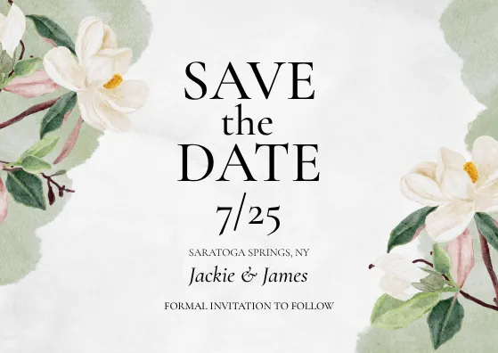 save the date card template with watercolor flower illustrations